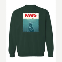 PAWS (Cat Movie Poster Parody) — Crewneck Sweatshirt / Forest Green