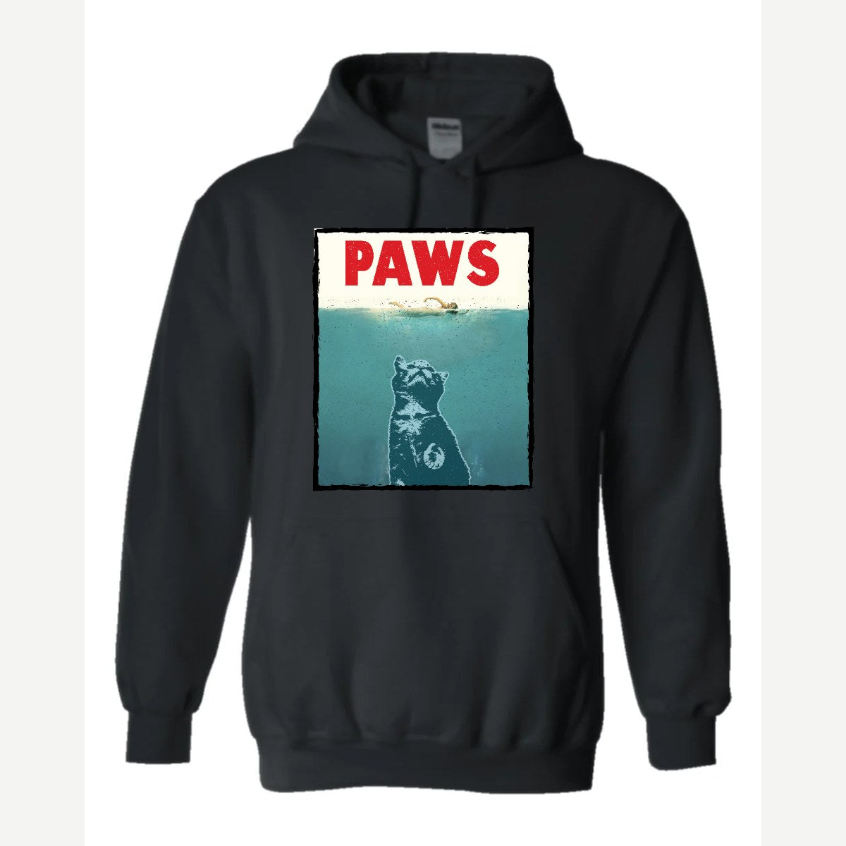 PAWS (Cat Movie Poster Parody) — Hoodie / Black