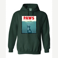PAWS (Cat Movie Poster Parody) — Hoodie / Forest Green