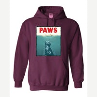 PAWS (Cat Movie Poster Parody) — Hoodie / Maroon