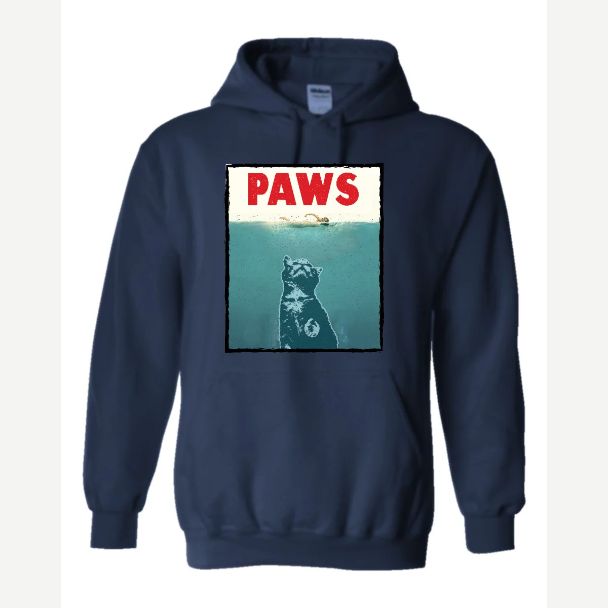 PAWS (Cat Movie Poster Parody) — Hoodie / Navy