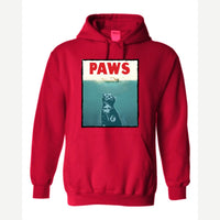 PAWS (Cat Movie Poster Parody) — Hoodie / Red