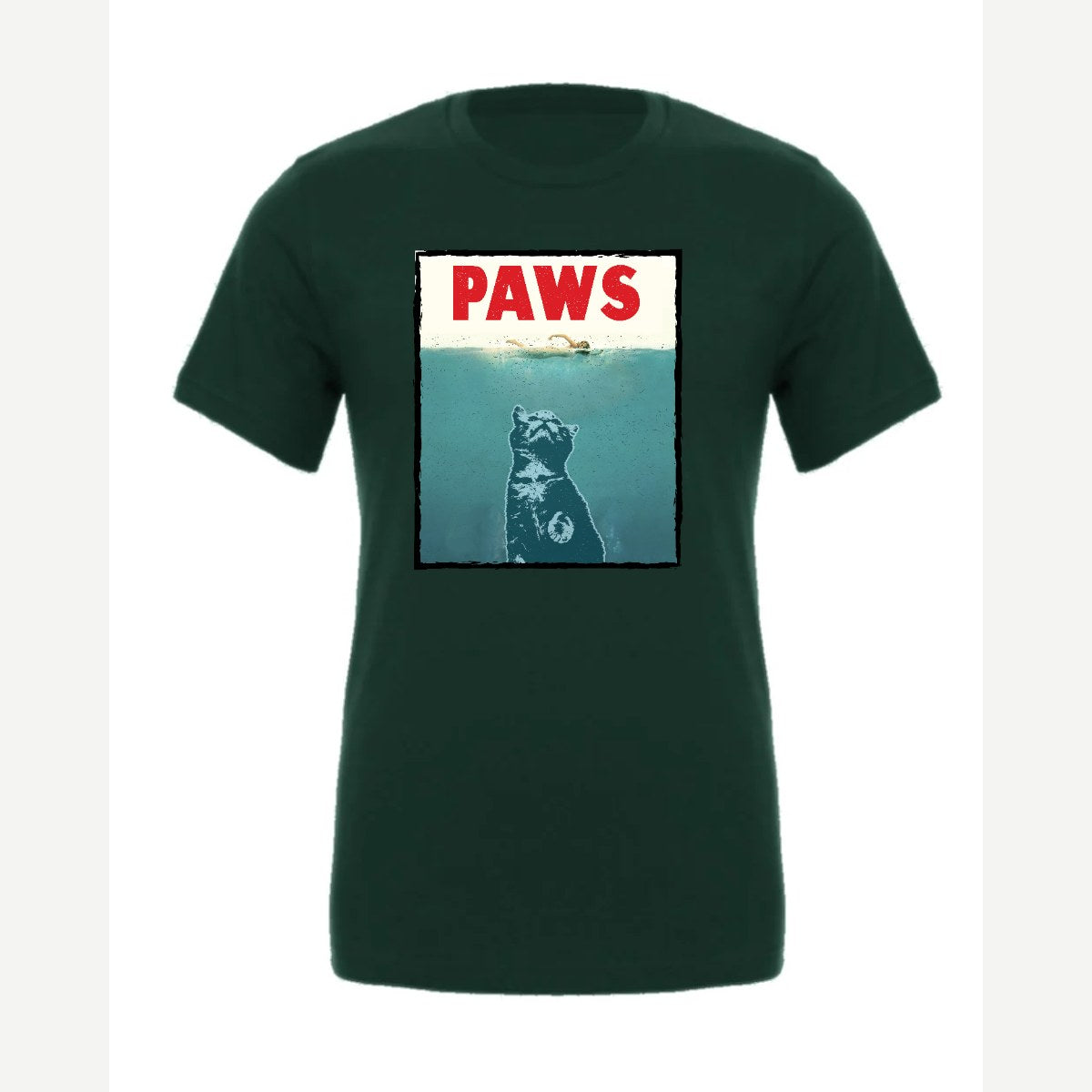 PAWS (Cat Movie Poster Parody) — Premium Tee / Forest