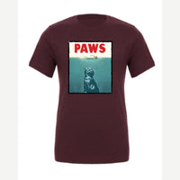 PAWS (Cat Movie Poster Parody) — Premium Tee / Maroon