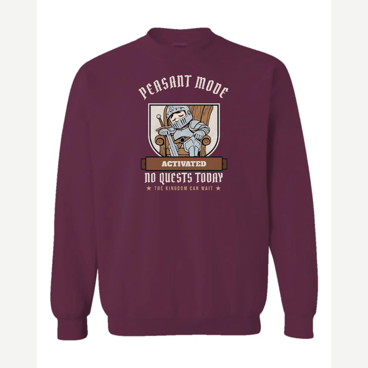 Peasant Mode Activated Knight — Crewneck Sweatshirt / Maroon