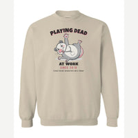 Playing Dead at Work Opossum — Crewneck Sweatshirt / Sand