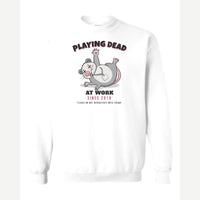 Playing Dead at Work Opossum — Crewneck Sweatshirt / White