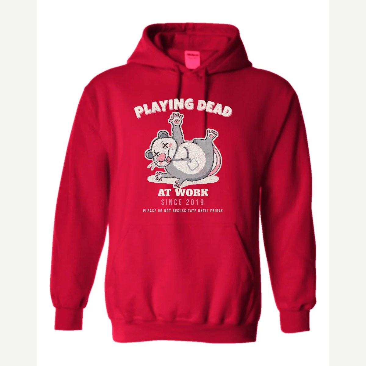 Playing Dead at Work Opossum — Hoodie / Red