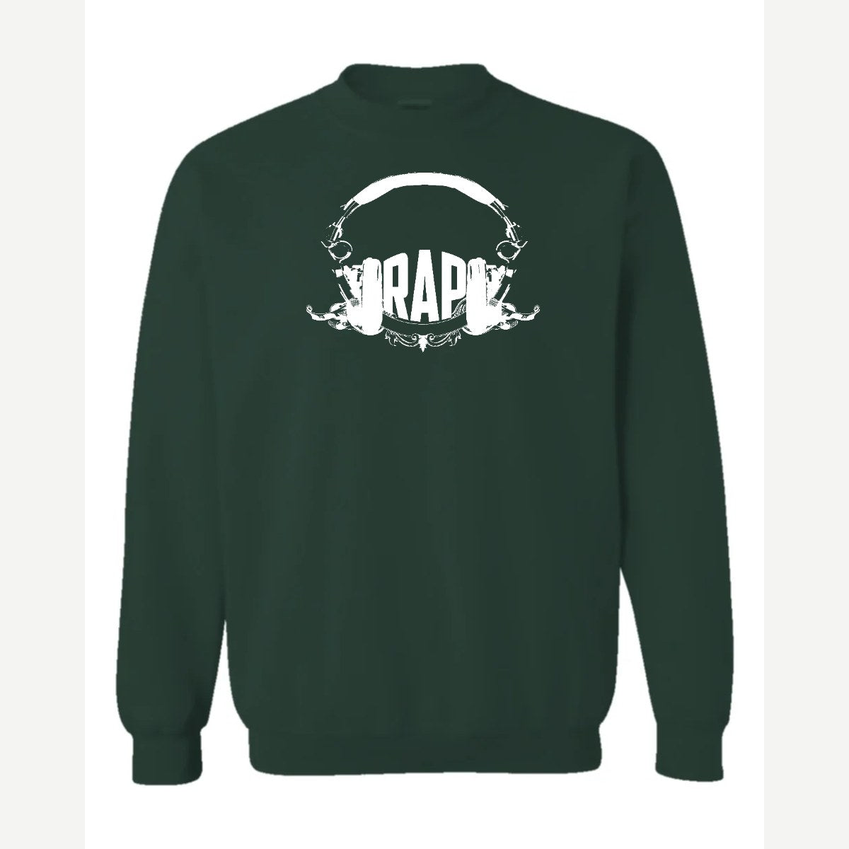 RAP (Headphones) — Crewneck Sweatshirt / Forest Green