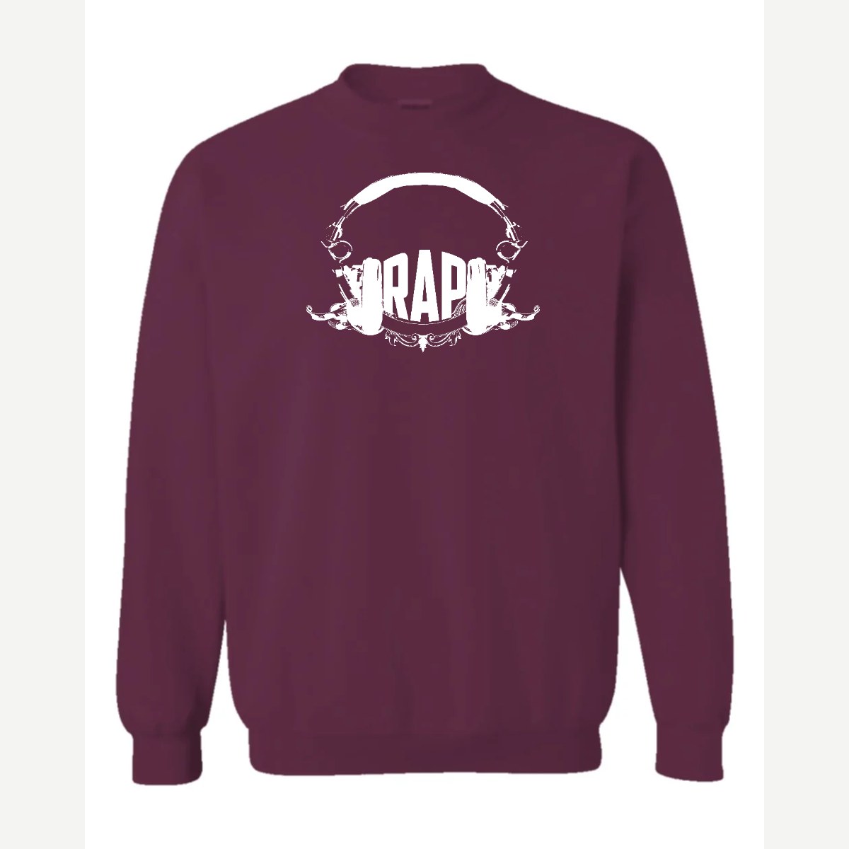 RAP (Headphones) — Crewneck Sweatshirt / Maroon