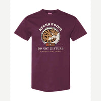 Recharging Do Not Disturb Cat — Classic Tee / Maroon