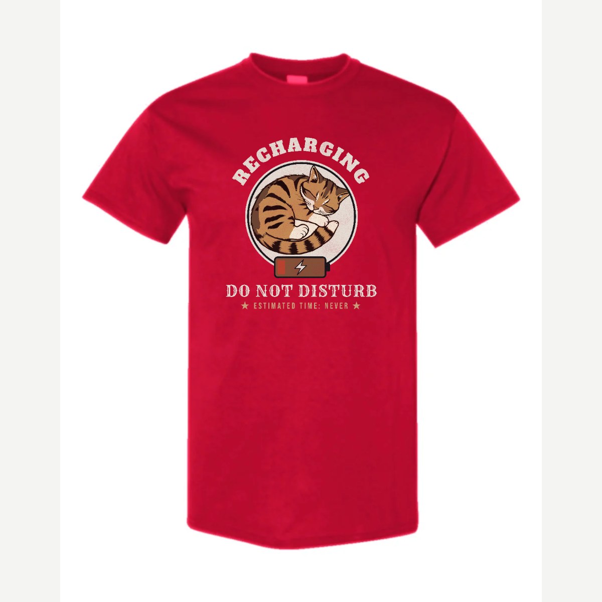 Recharging Do Not Disturb Cat — Classic Tee / Red