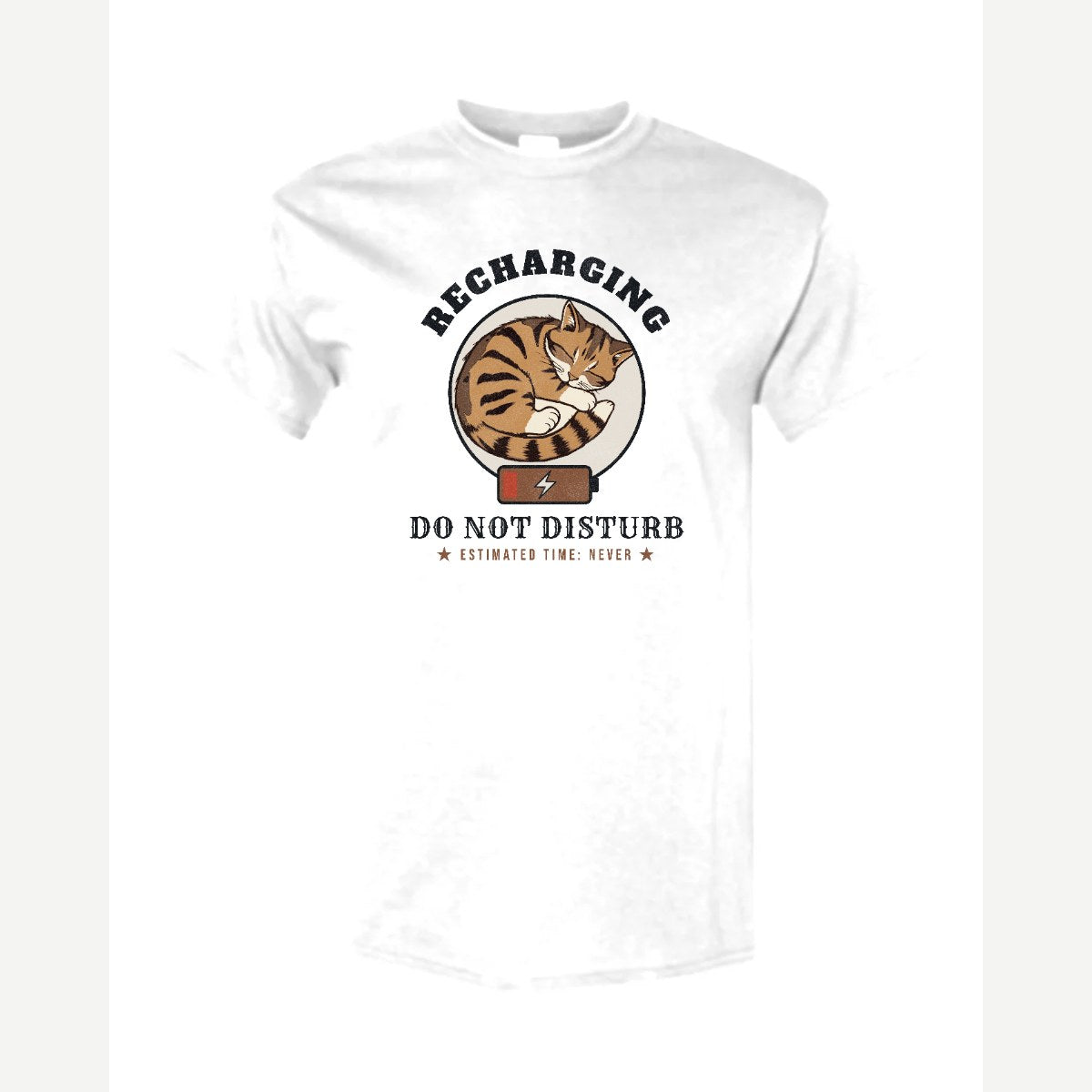 Recharging Do Not Disturb Cat — Classic Tee / White