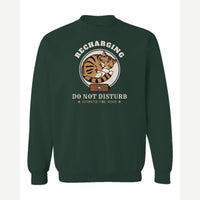 Recharging Do Not Disturb Cat — Crewneck Sweatshirt / Forest Green