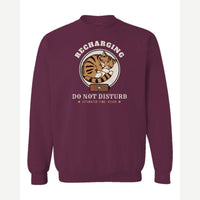Recharging Do Not Disturb Cat — Crewneck Sweatshirt / Maroon