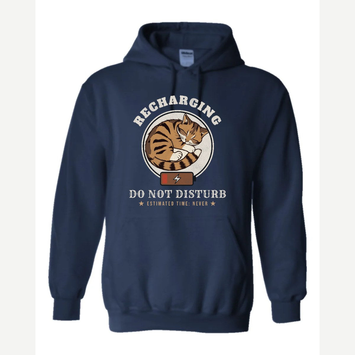 Recharging Do Not Disturb Cat — Hoodie / Navy