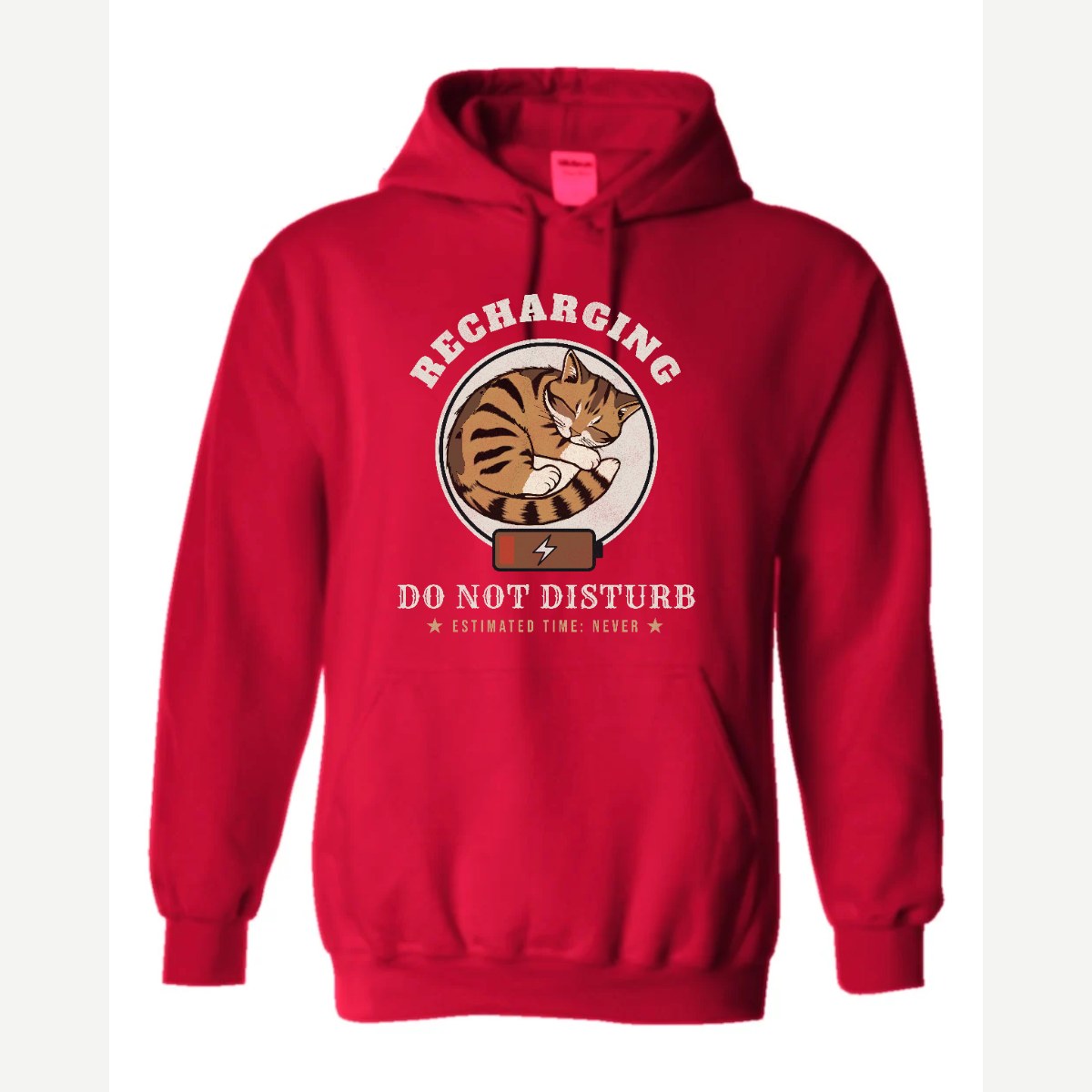 Recharging Do Not Disturb Cat — Hoodie / Red