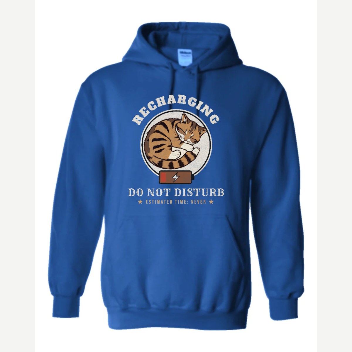 Recharging Do Not Disturb Cat — Hoodie / Royal