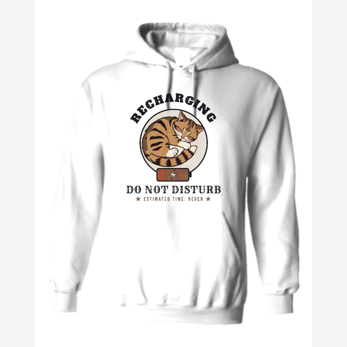 Recharging Do Not Disturb Cat — Hoodie / White