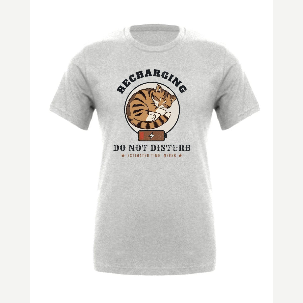 Recharging Do Not Disturb Cat — Premium Tee / Athletic Heather