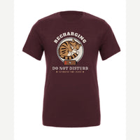 Recharging Do Not Disturb Cat — Premium Tee / Maroon