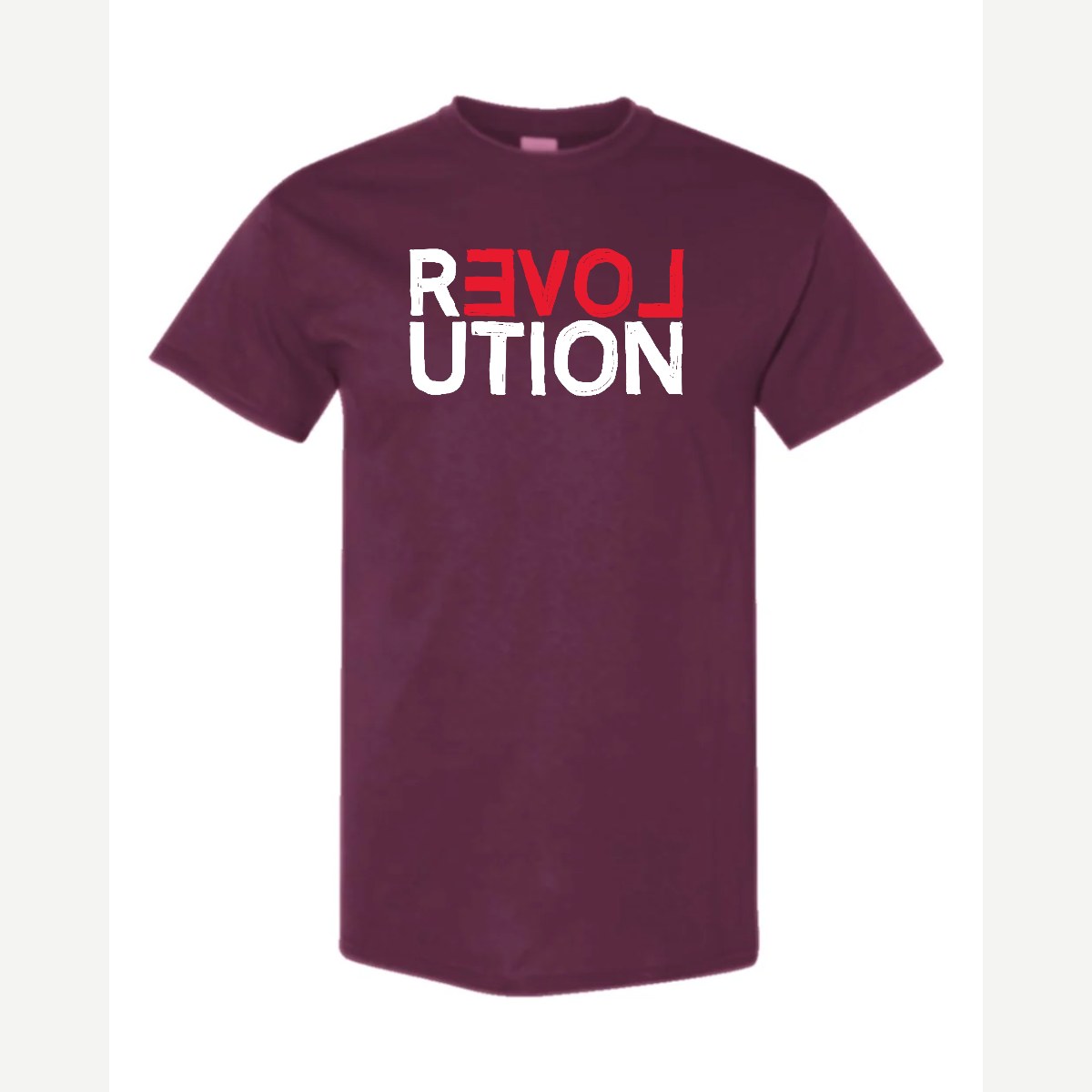 REVOLUTION (Love) — Classic Tee / Maroon