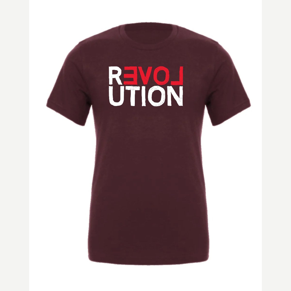 REVOLUTION (Love) — Premium Tee / Maroon