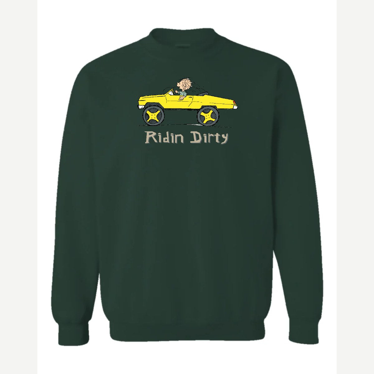 Ridin' Dirty (Toy Car) — Crewneck Sweatshirt / Forest Green