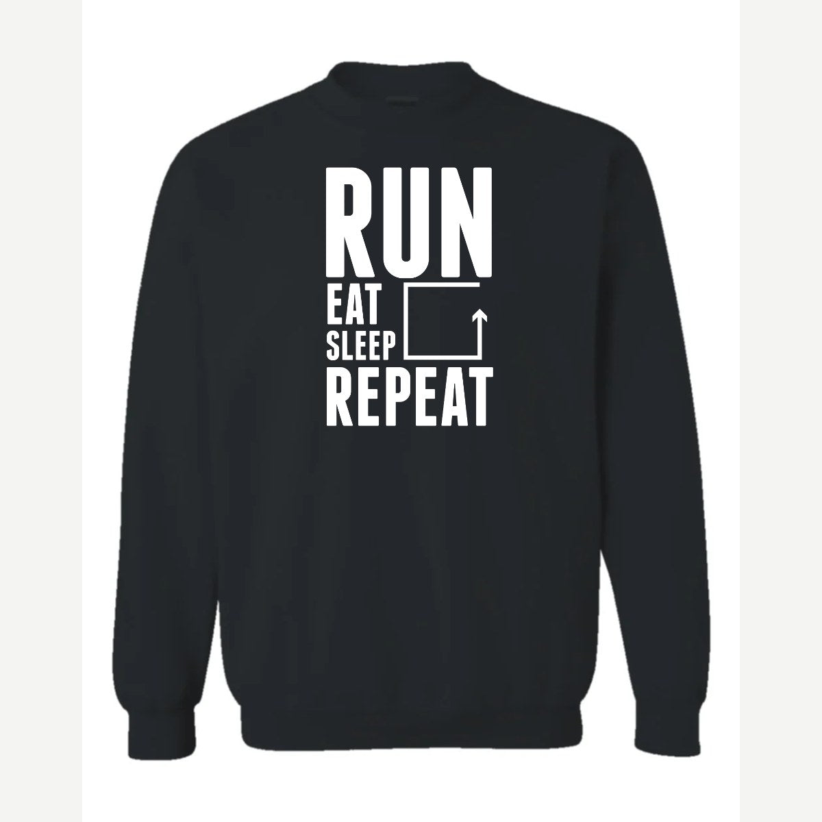 Run Eat Sleep Repeat — Crewneck Sweatshirt / Black
