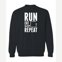 Run Eat Sleep Repeat — Crewneck Sweatshirt / Black