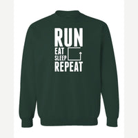 Run Eat Sleep Repeat — Crewneck Sweatshirt / Forest Green