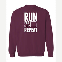 Run Eat Sleep Repeat — Crewneck Sweatshirt / Maroon