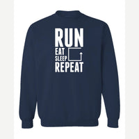 Run Eat Sleep Repeat — Crewneck Sweatshirt / Navy