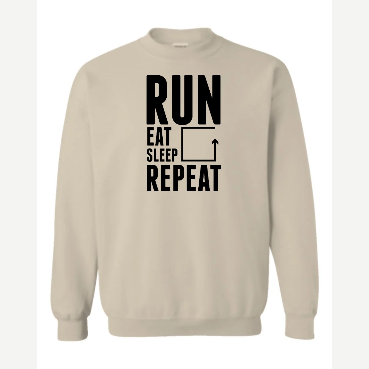 Run Eat Sleep Repeat — Crewneck Sweatshirt / Sand