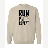 Run Eat Sleep Repeat — Crewneck Sweatshirt / Sand