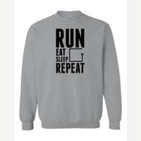 Run Eat Sleep Repeat — Crewneck Sweatshirt / Sport Grey