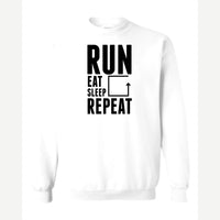 Run Eat Sleep Repeat — Crewneck Sweatshirt / White