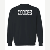 Run, Eat, Sleep — Crewneck Sweatshirt / Black