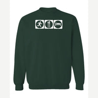 Run, Eat, Sleep — Crewneck Sweatshirt / Forest Green