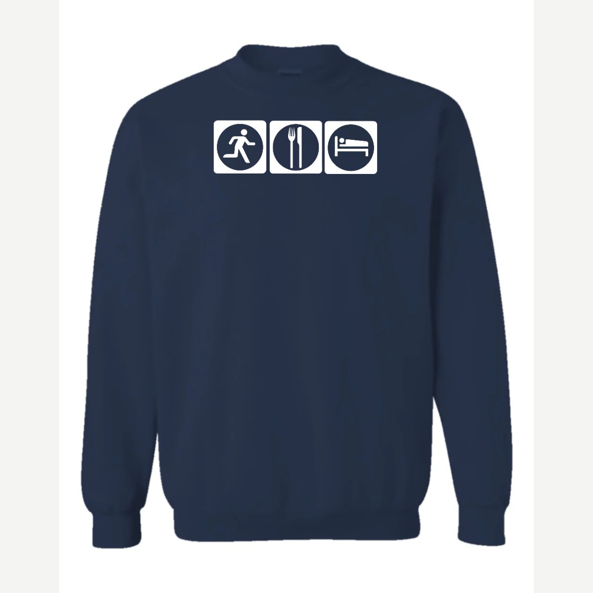 Run, Eat, Sleep — Crewneck Sweatshirt / Navy