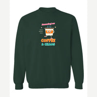Running on Coffee & Chaos — Crewneck Sweatshirt / Forest Green