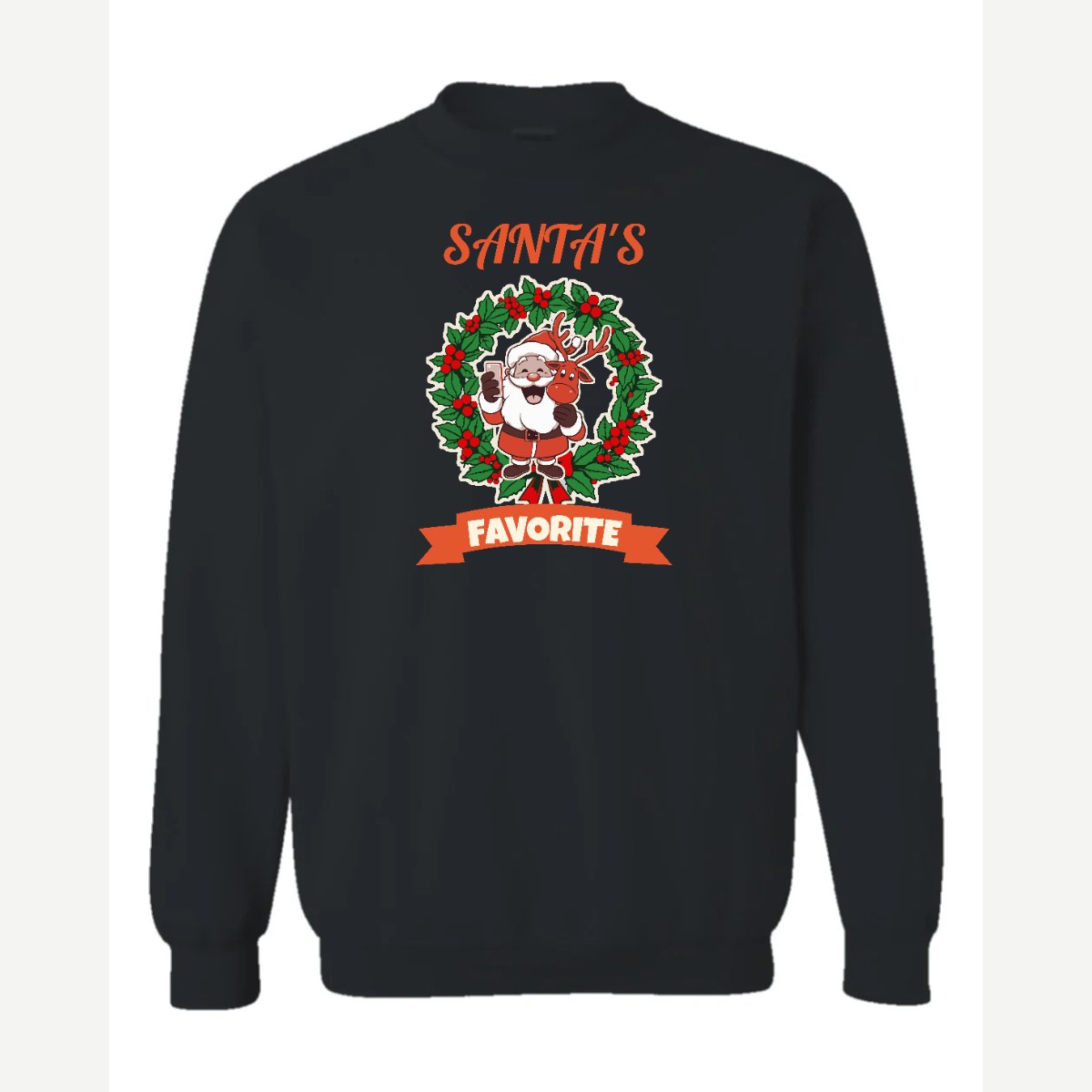 Santa's Favorite — Crewneck Sweatshirt / Black