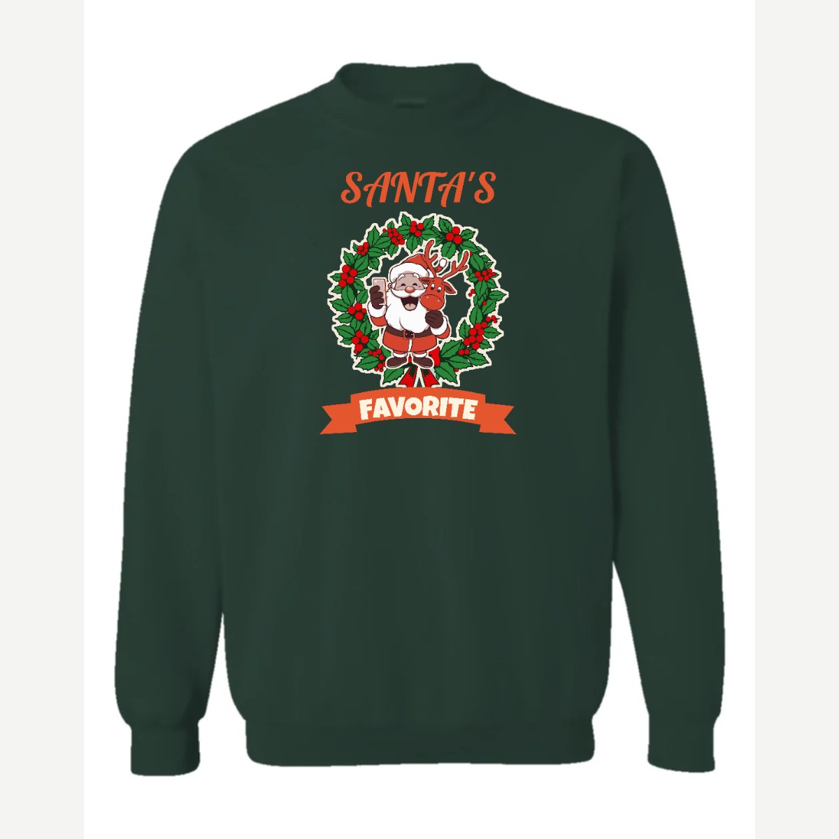 Santa's Favorite — Crewneck Sweatshirt / Forest Green