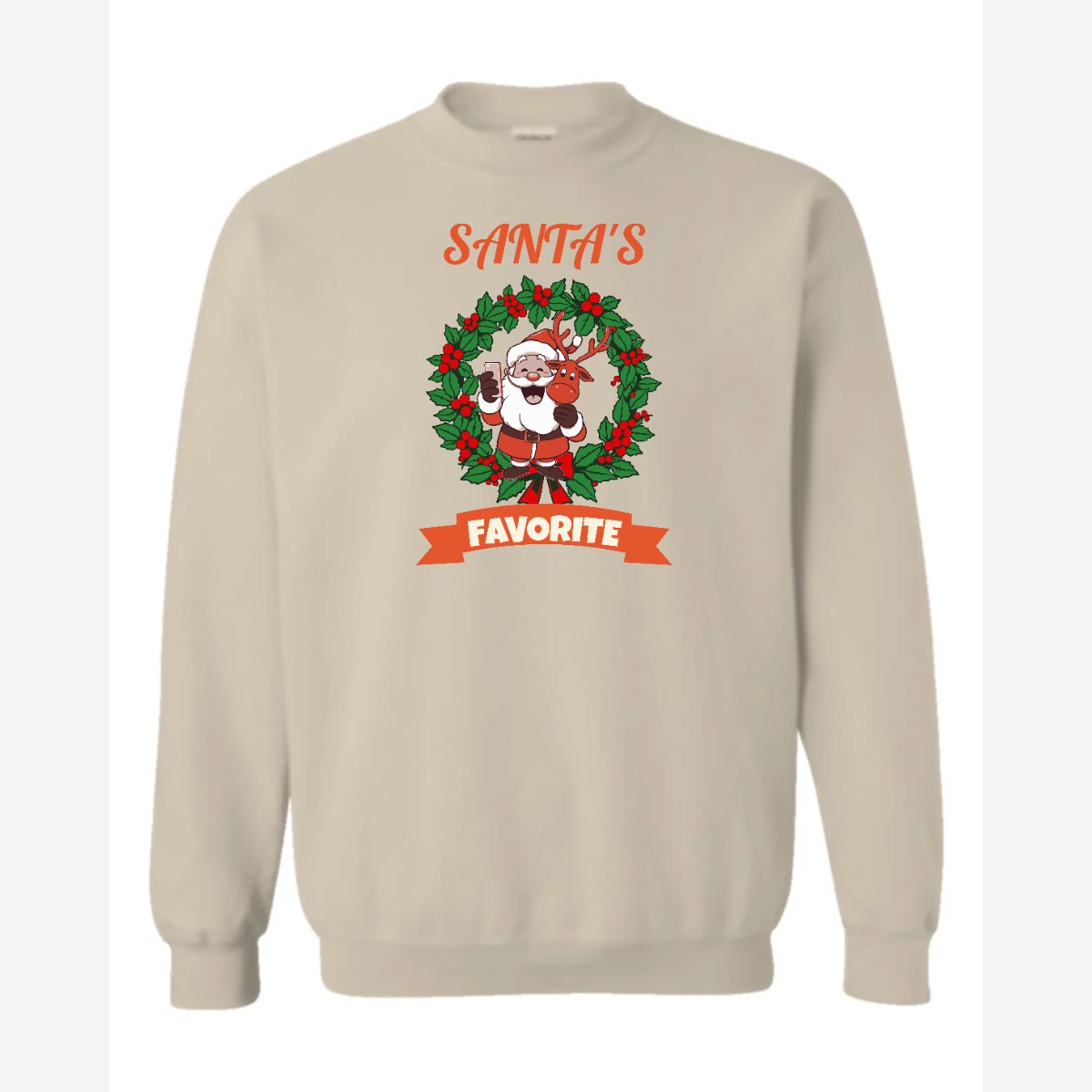 Santa's Favorite — Crewneck Sweatshirt / Sand