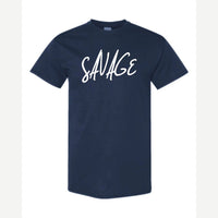 Savage (Script) — Classic Tee / Navy