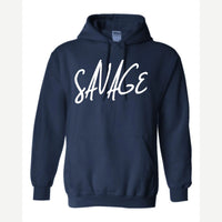 Savage (Script) — Hoodie / Navy