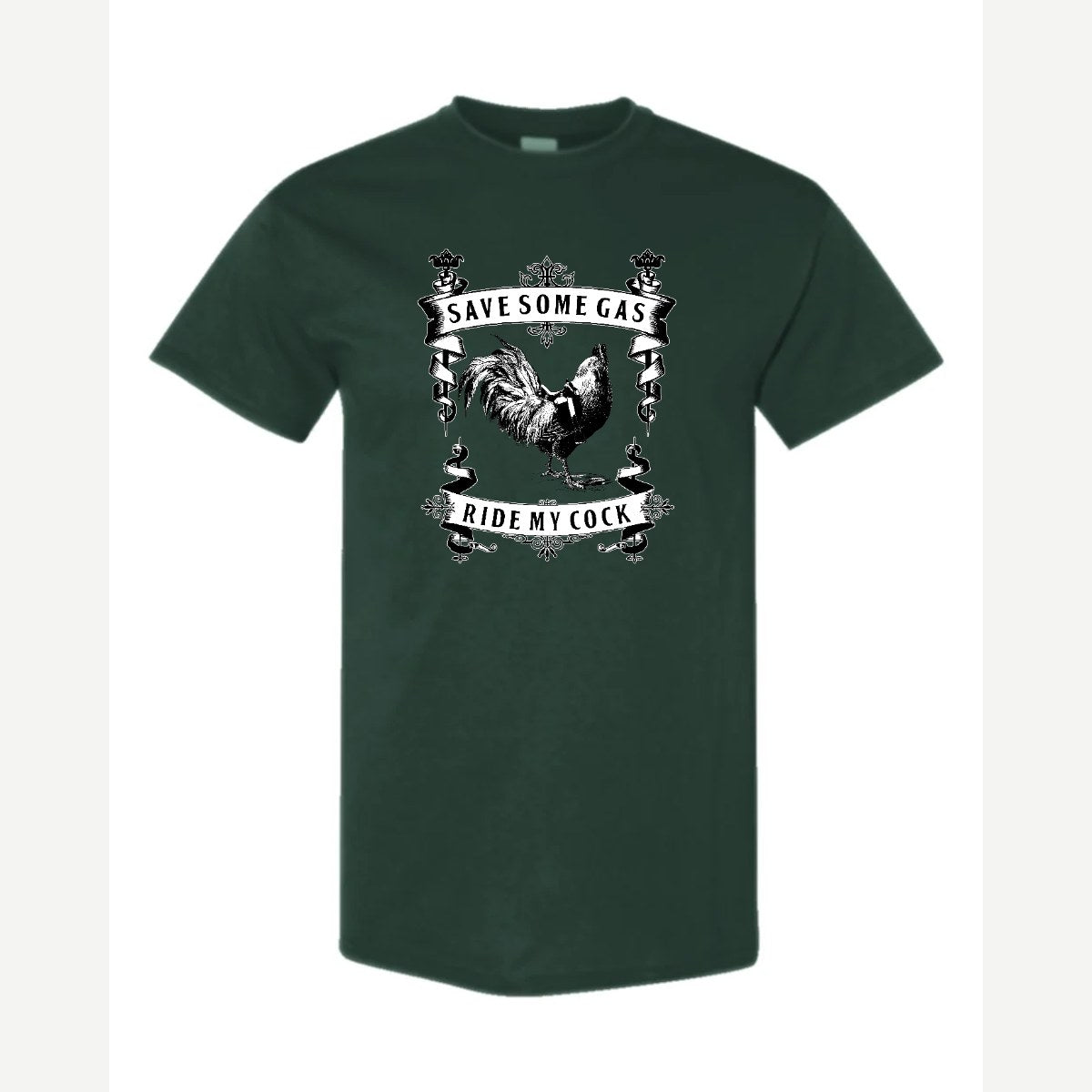 Save Some Gas (Rooster) — Classic Tee / Forest Green