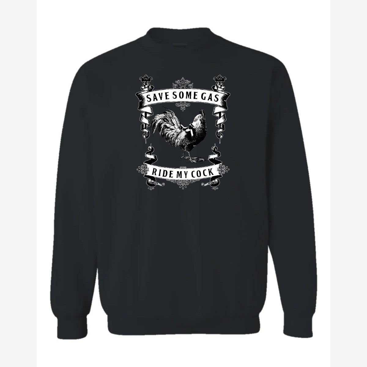 Save Some Gas (Rooster) — Crewneck Sweatshirt / Black