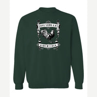 Save Some Gas (Rooster) — Crewneck Sweatshirt / Forest Green