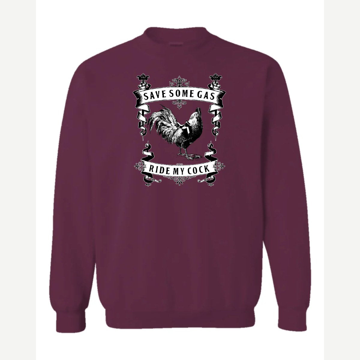 Save Some Gas (Rooster) — Crewneck Sweatshirt / Maroon
